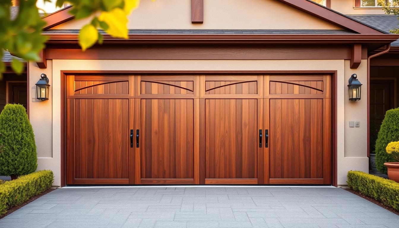 Premium walnut garage doors for elegant home exteriors