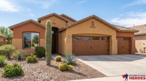 Arizona home with a three-car garage door, representative of the homes US Garage Door Heroes services in Peoria, AZ